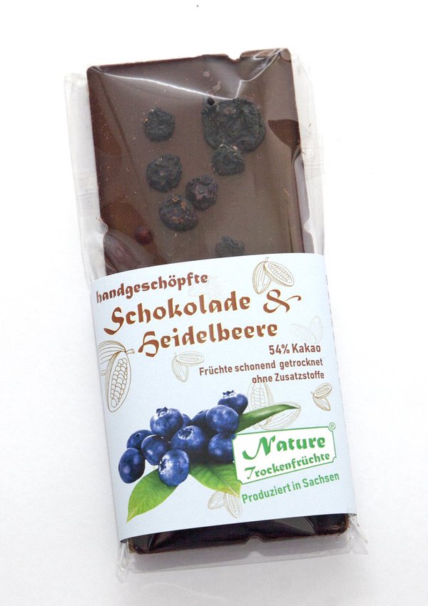 Zartbbitterschokolade mit Heidelbeeren (55%Kakao)